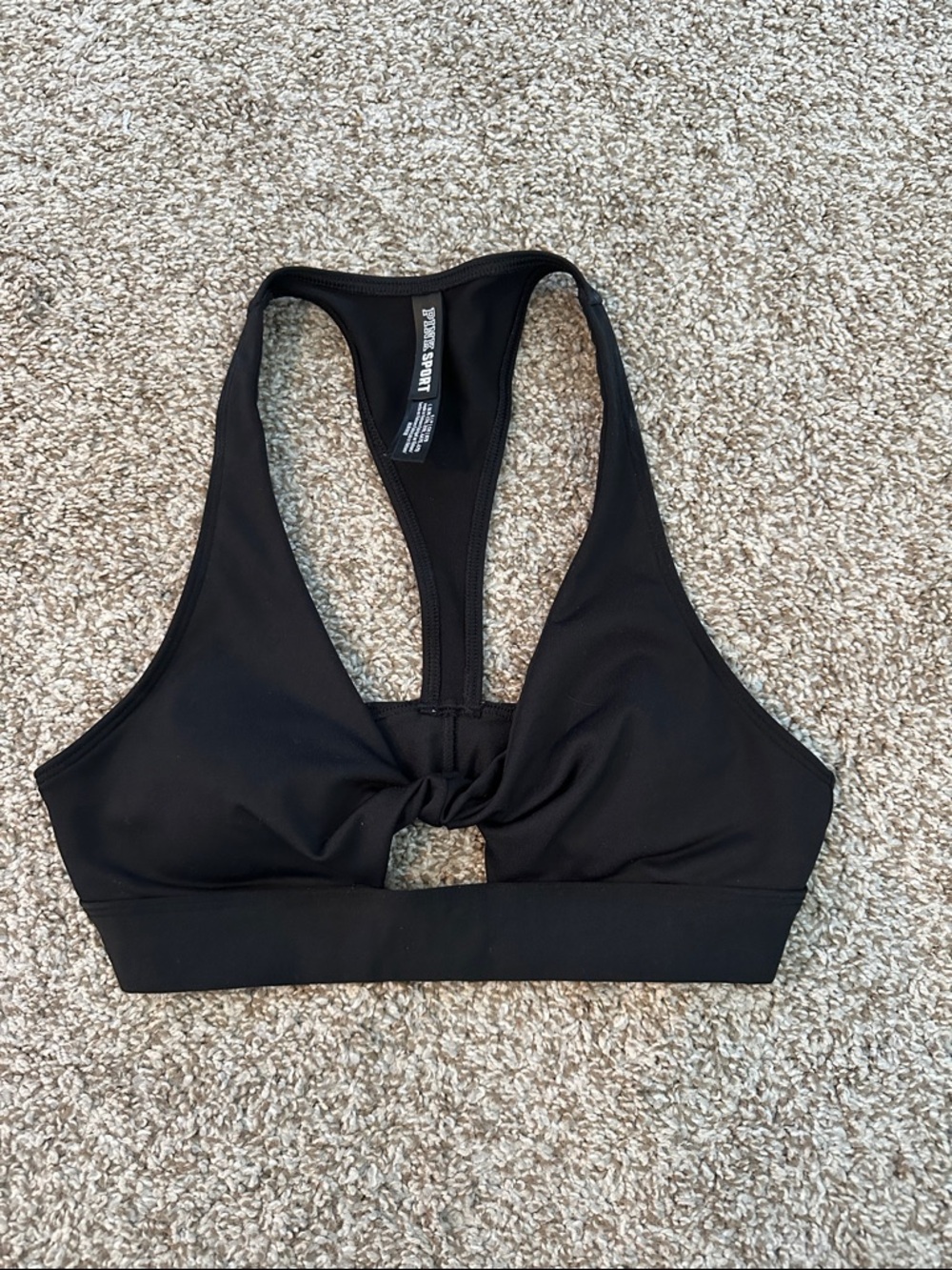 Victoria’s Secret PINK Gym to Swim Black Racerback Knot Front Sports Bra/Bikini